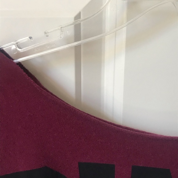 Victoria’s Secret PINK Burgundy Wide Neck T-Shirt - Picture 3 of 6